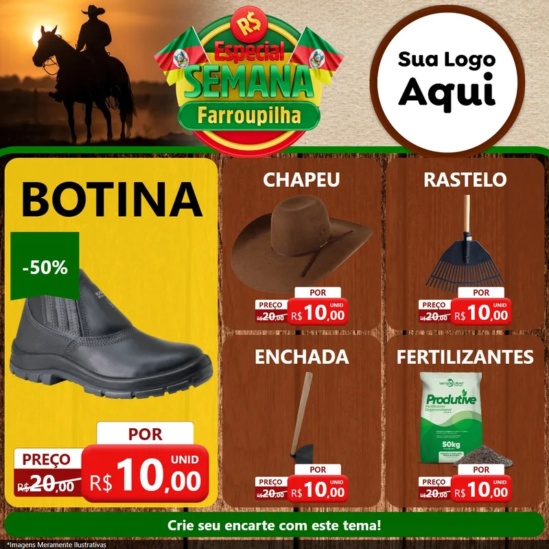 Modelo de Rede Social para Feed Facebook com o tema Especial Semana Farroupilha para Agropecuária