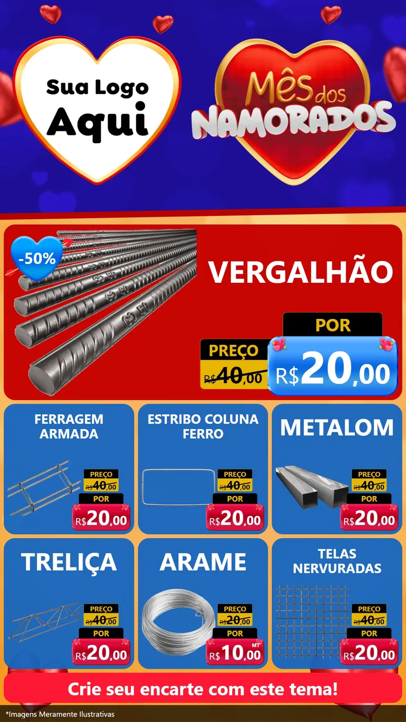 Modelo de Rede Social para Stories com o tema Mês dos Namorados para Ferragens
