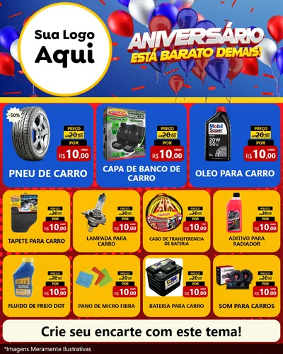 Modelo de Rede Social para Feed Instagram com o tema Aniversário para Auto peças