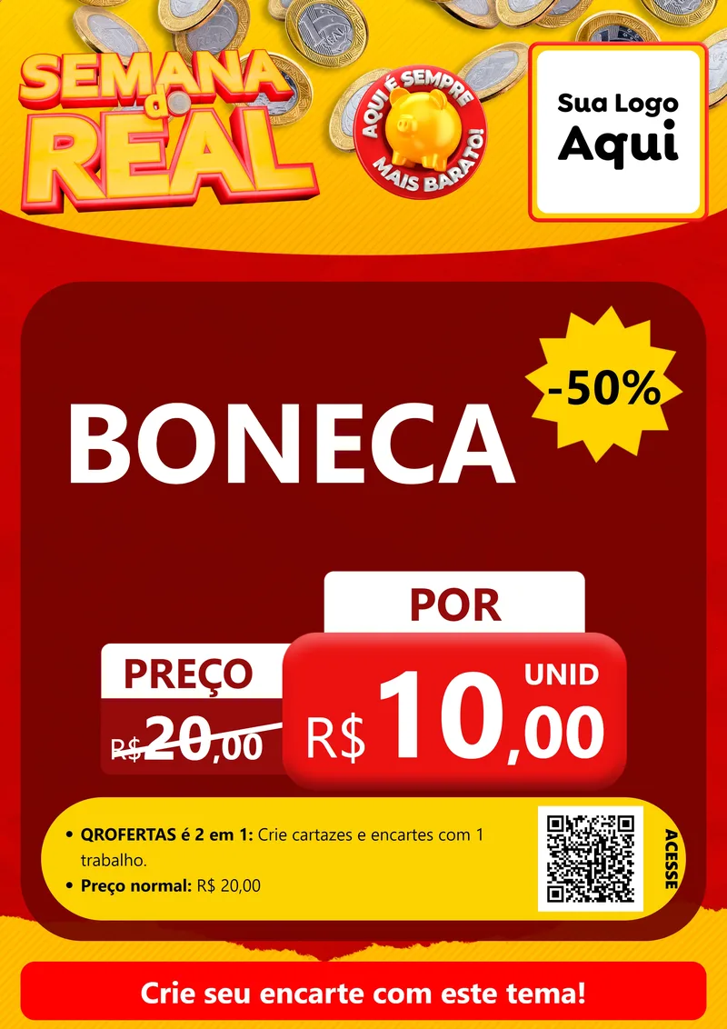 Modelo de Cartaz para Cartaz A4 Vertical com o tema Semana do Real para Brinquedos