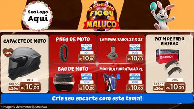 Modelo de TV para TV Horizontal com o tema O Coelho Ficou Maluco - Páscoa para Moto peças