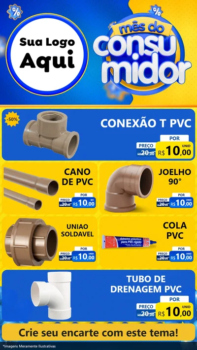 Modelo de TV para TV Vertical com o tema Mês do Consumidor para Tubos e conexões