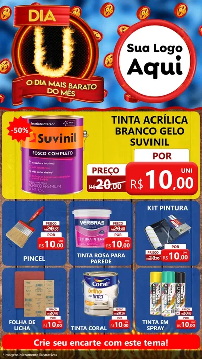 Modelo de Rede Social para Stories com o tema Dia U - O Dia Mais Barato Do Mês para Tintas e Ferramentas