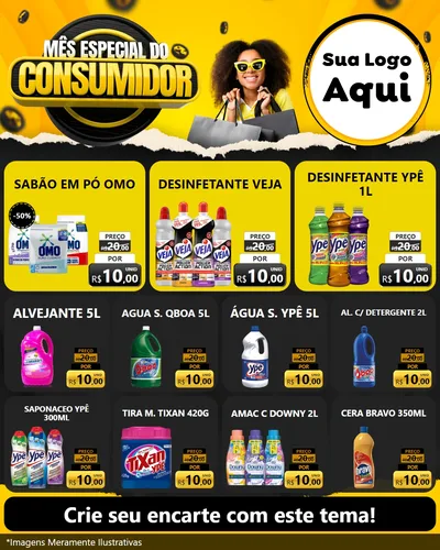Modelo de Rede Social para Feed Instagram com o tema Mês Especial do Consumidor para Produtos de Limpeza
