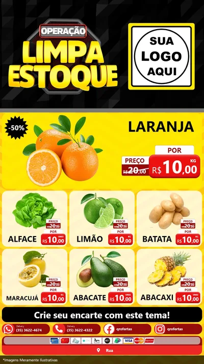 Modelo de Rede Social para Stories com o tema Operação Limpa Estoque para Hortifrúti