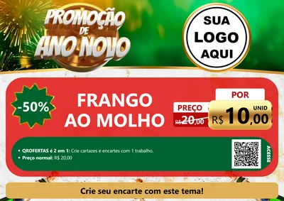 Modelo de Cartaz para Cartaz A4 Horizontal com o tema Promoção de Ano Novo para Restaurante