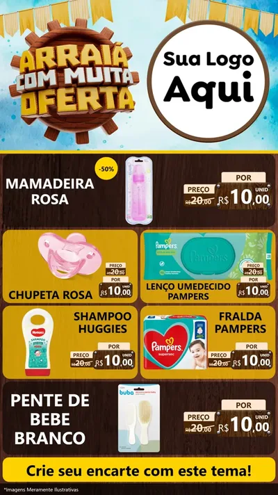 Modelo de TV para TV Vertical com o tema Ofertas de São João - Junina para Bebês