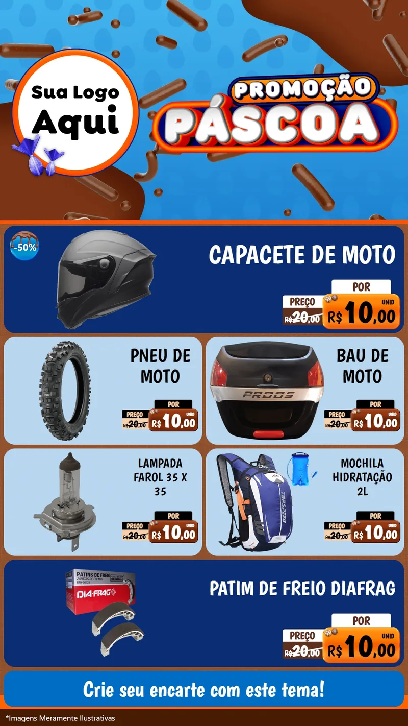 Modelo de TV para TV Vertical com o tema Promoção Páscoa para Moto peças