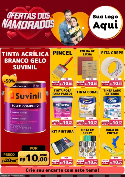 Modelo de Encarte para Encarte A4 Vertical com o tema Ofertas Dos Namorados para Tintas e Ferramentas
