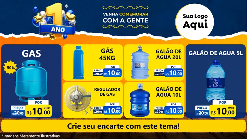 Modelo de TV para TV Horizontal com o tema Um Ano de Aniversário para Água e gás