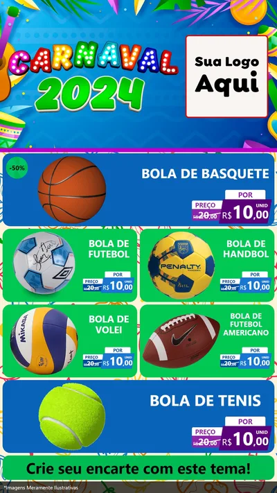 Modelo de TV para TV Vertical com o tema Carnaval 2027 para Artigos Esportivos