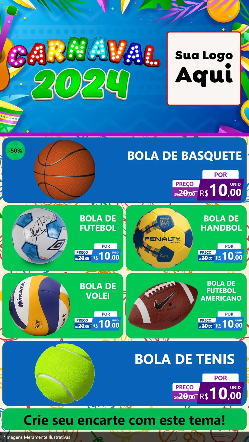 Modelo de TV para TV Vertical com o tema Carnaval 2027 para Artigos Esportivos