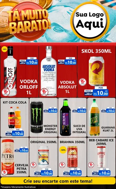 Modelo de Encarte para Encarte Grande com o tema Está Muito Barato para Distribuidora de bebidas