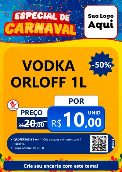 Modelo de Cartaz para Cartaz A4 Vertical com o tema Especial de Carnaval para Distribuidora de bebidas