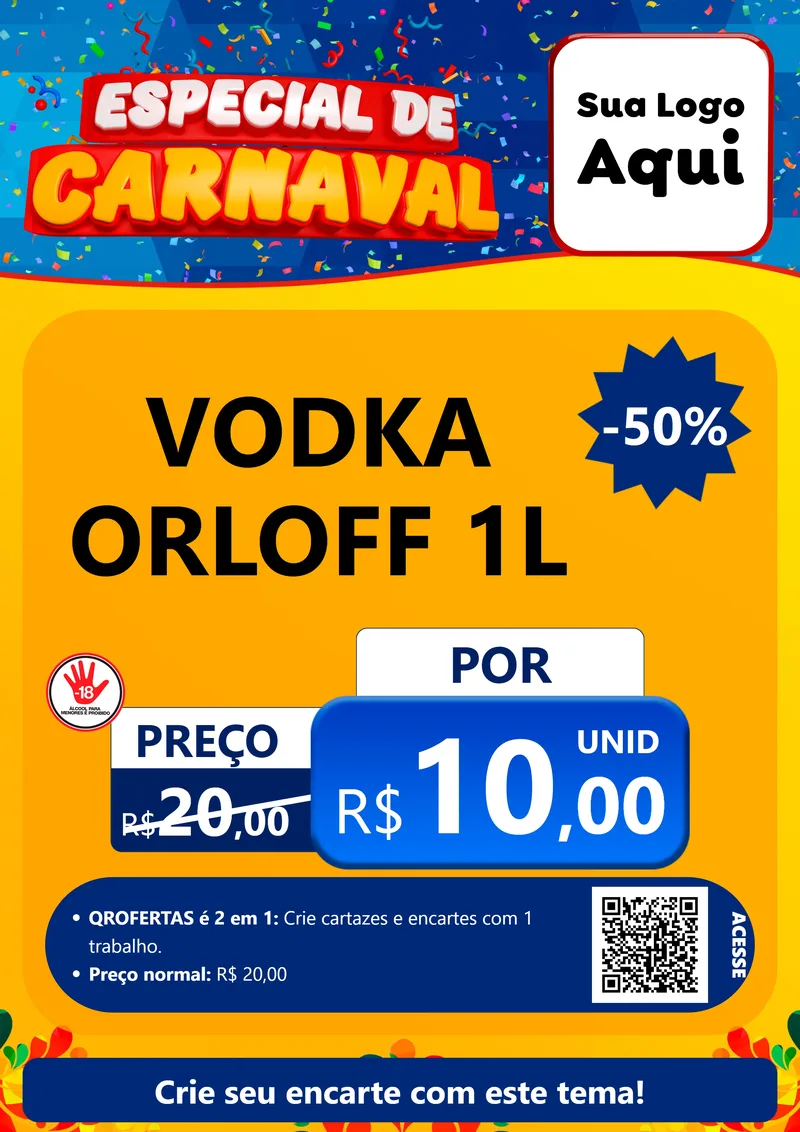 Modelo de Cartaz para Cartaz A4 Vertical com o tema Especial de Carnaval para Distribuidora de bebidas