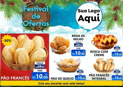 Modelo de Encarte para Encarte A4 Horizontal com o tema Festival de Ofertas - Inverno para Padaria