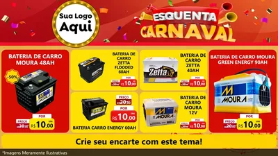 Modelo de TV para TV Horizontal com o tema Esquenta Carnaval para Baterias Elétricas