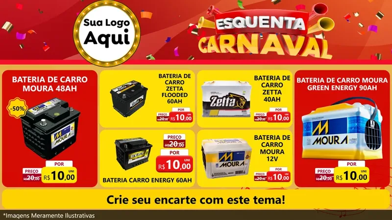 Modelo de TV para TV Horizontal com o tema Esquenta Carnaval para Baterias Elétricas