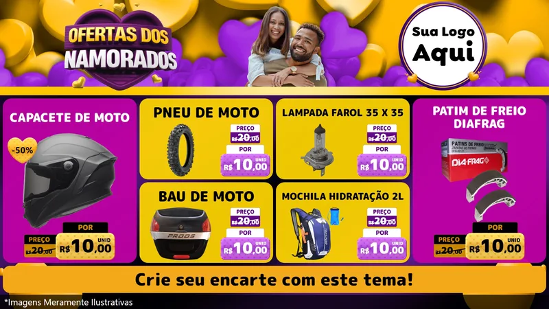 Modelo de TV para TV Horizontal com o tema Oferta Dos Namorados para Moto peças