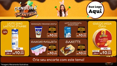 Modelo de TV para TV Horizontal com o tema Cenoura Encantada - Páscoa para Frios e Laticínios