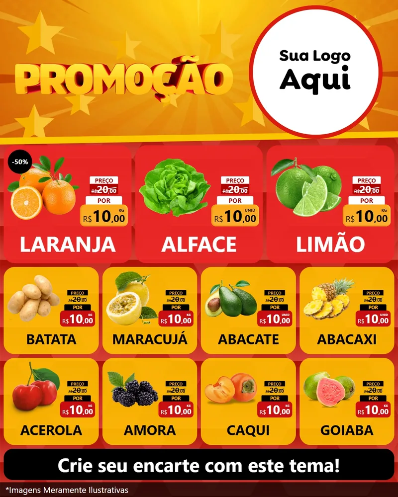 Modelo de Rede Social para Feed Instagram com o tema Promoção para Hortifrúti