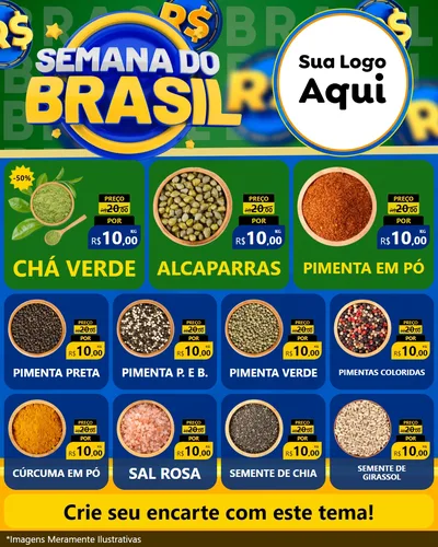 Modelo de Rede Social para Feed Instagram com o tema Semana Do Brasil para Produtos Naturais