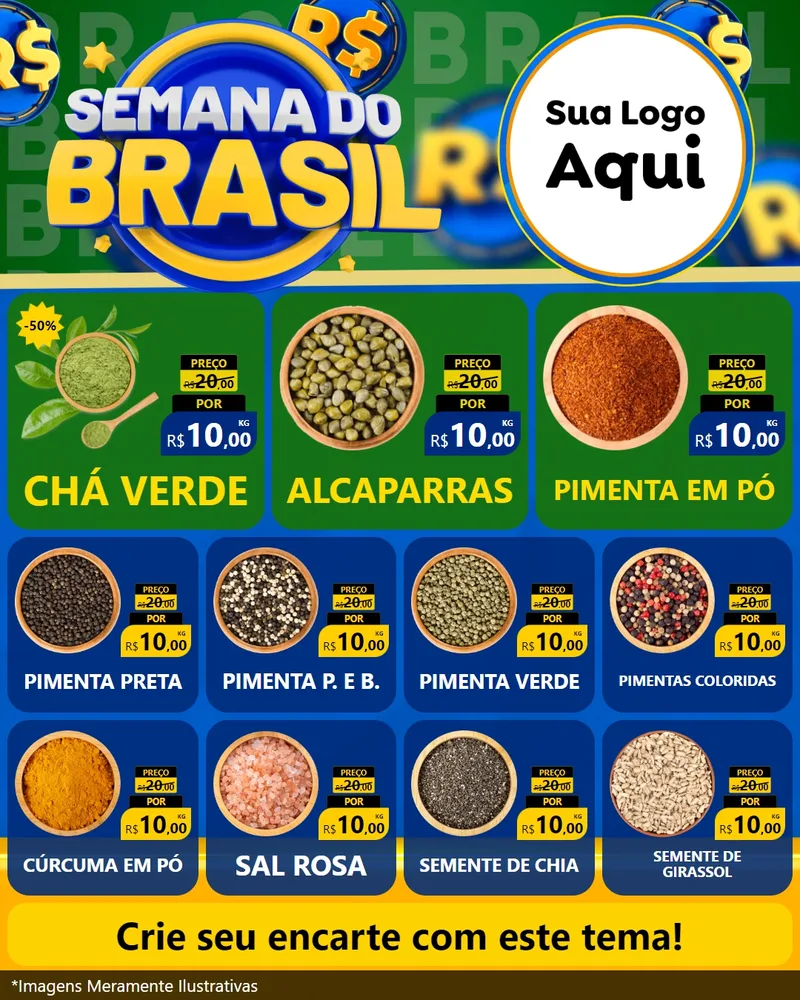 Modelo de Rede Social para Feed Instagram com o tema Semana Do Brasil para Produtos Naturais