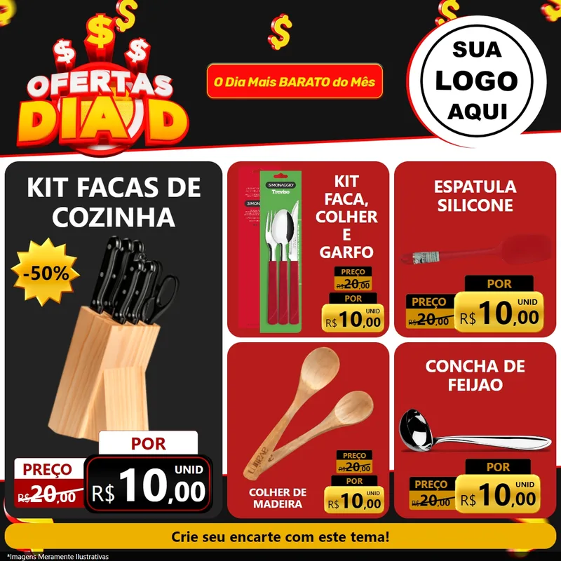 Modelo de Rede Social para Feed Facebook com o tema Ofertas Dia D para Utilidades Domésticas