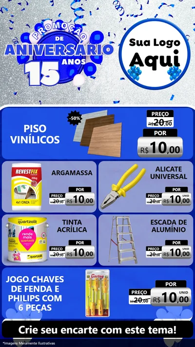 Modelo de TV para TV Vertical com o tema Promoção de Aniversário - 15 Anos para Material para Construção