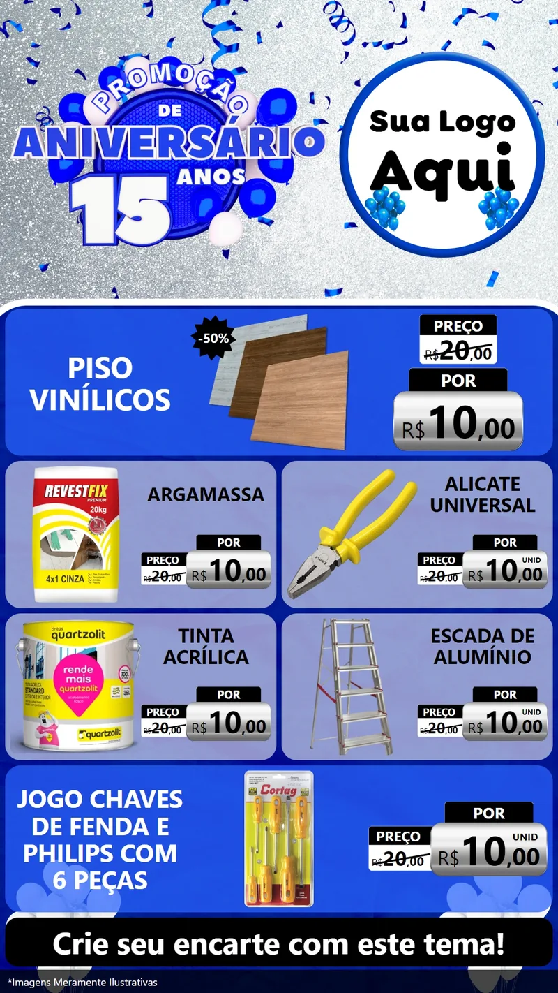 Modelo de TV para TV Vertical com o tema Promoção de Aniversário - 15 Anos para Material para Construção