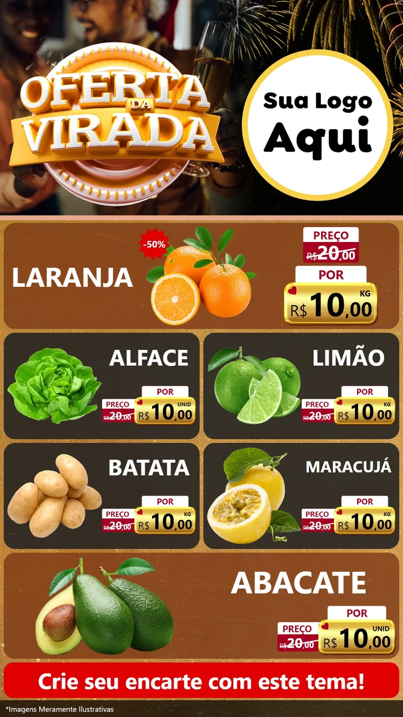 Modelo de TV para TV Vertical com o tema Oferta da Virada para Hortifrúti
