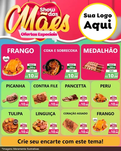 Modelo de Rede Social para Feed Instagram com o tema Show das Mães - Ofertas Especiais para Assados