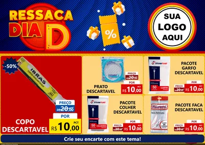 Modelo de Encarte para Encarte A4 Horizontal com o tema Ressaca Dia D para Embalagens