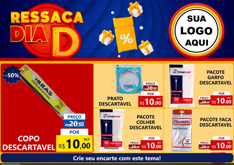 Modelo de Encarte para Encarte A4 Horizontal com o tema Ressaca Dia D para Embalagens