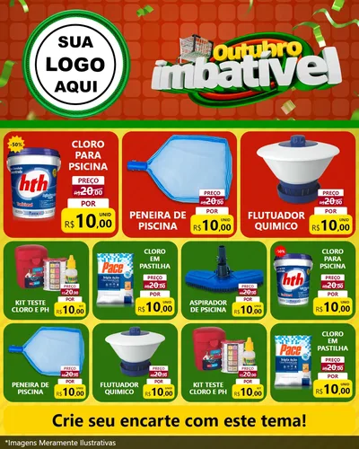 Modelo de Rede Social para Feed Instagram com o tema Outubro Imbatível para Produtos para Piscina
