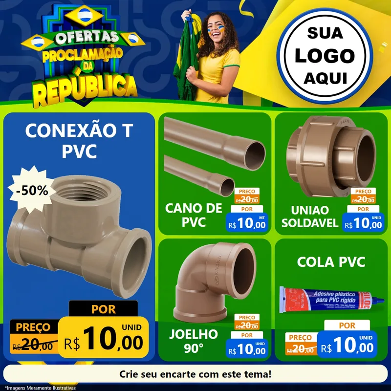 Modelo de Rede Social para Feed Facebook com o tema Ofertas Proclamação da República para Tubos e conexões