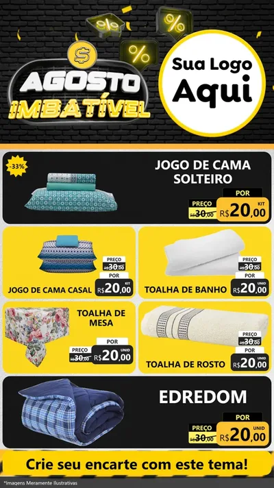 Modelo de TV para TV Vertical com o tema Agosto Imbatível para Cama, Mesa e Banho