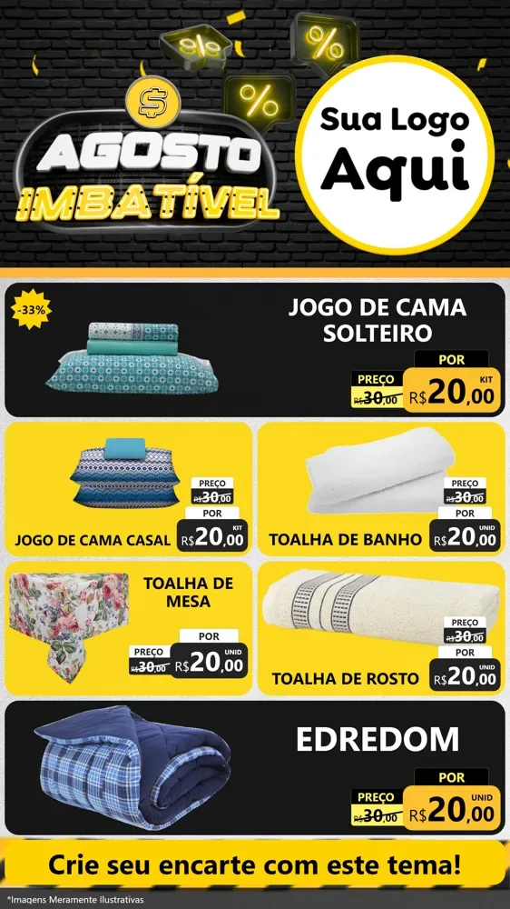 Modelo de TV para TV Vertical com o tema Agosto Imbatível para Cama, Mesa e Banho