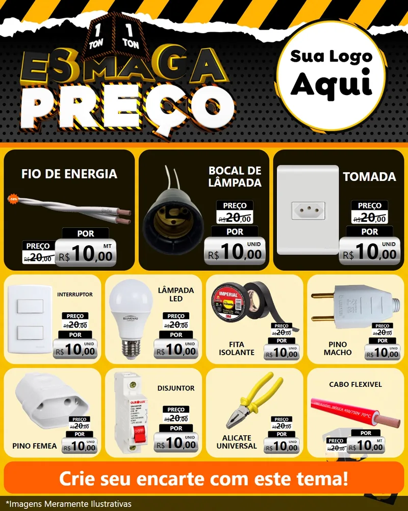 Modelo de Rede Social para Feed Instagram com o tema Esmaga Preço para Materiais Elétricos
