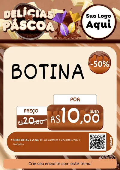 Modelo de Cartaz para Cartaz A4 Vertical com o tema Delícias de Páscoa para Agropecuária