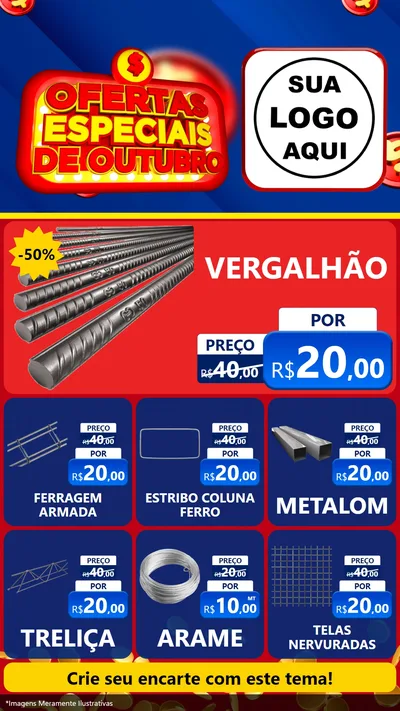 Modelo de Rede Social para Stories com o tema Ofertas Especiais de Outubro para Ferragens