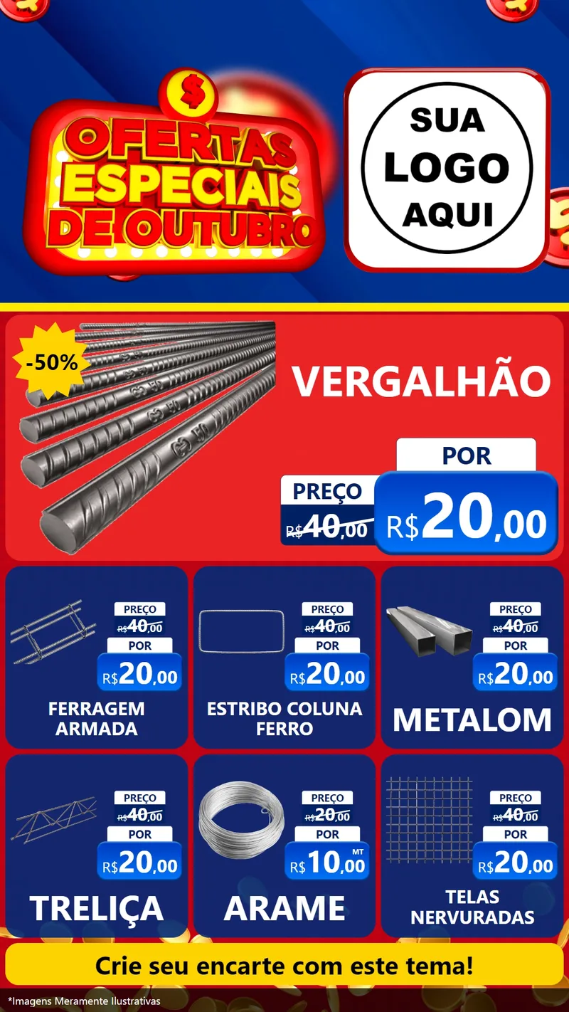 Modelo de Rede Social para Stories com o tema Ofertas Especiais de Outubro para Ferragens