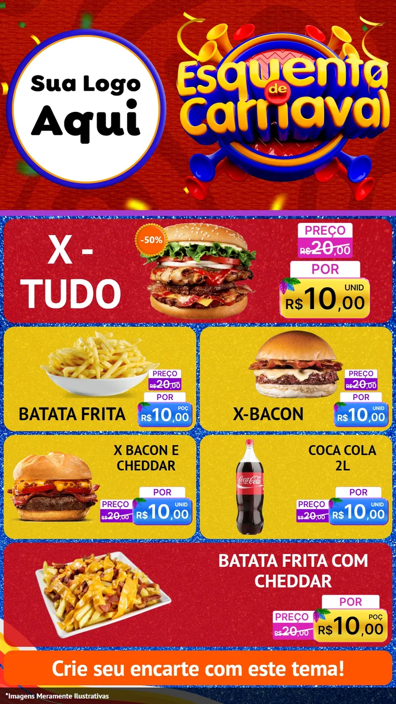 Modelo de TV para TV Vertical com o tema Esquenta de Carnaval para Hamburgueria