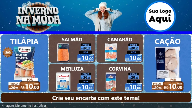 Modelo de TV para TV Horizontal com o tema Inverno na Moda para Peixaria