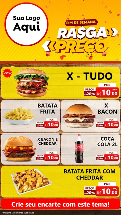 Modelo de TV para TV Vertical com o tema Fim de Semana Rasga Preços para Hamburgueria
