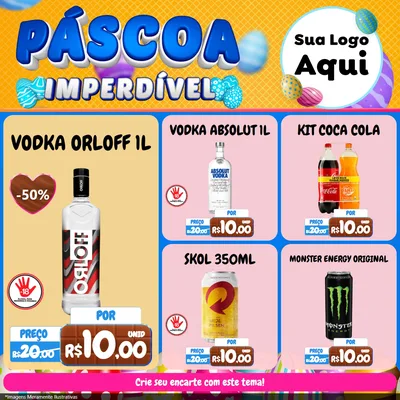 Modelo de Rede Social para Feed Facebook com o tema Páscoa Imperdível para Distribuidora de bebidas