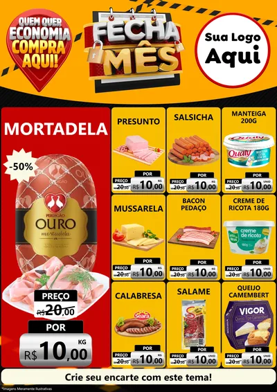 Modelo de Encarte para Encarte A4 Vertical com o tema Fecha Mês para Frios e Laticínios