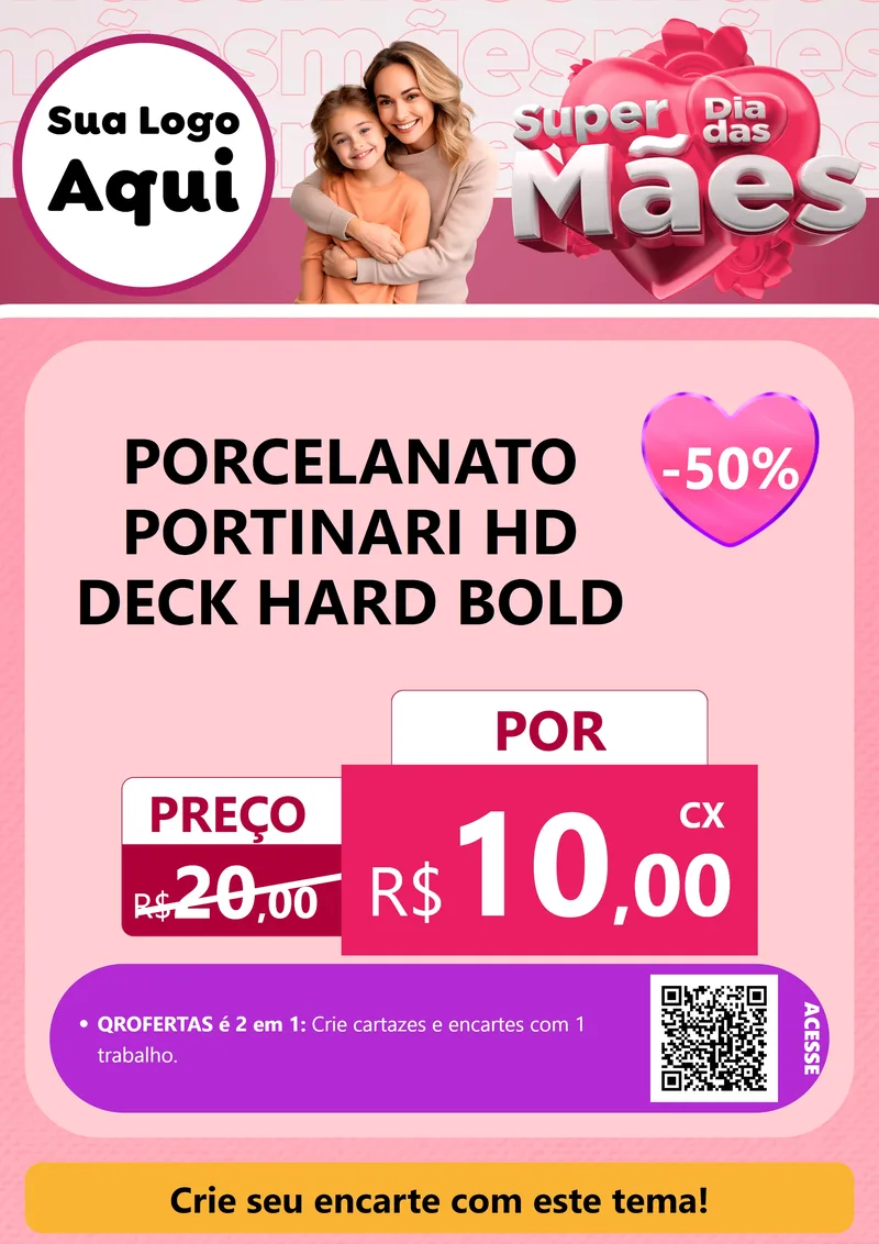 Modelo de Cartaz para Cartaz A4 Vertical com o tema Super Dia Das Mães para Pisos e revestimentos