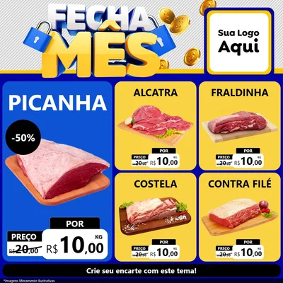 Modelo de Rede Social para Feed Facebook com o tema Fecha Mês para Açougue