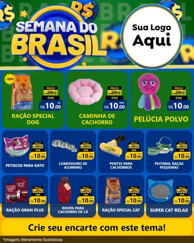 Modelo de Rede Social para Feed Instagram com o tema Semana Do Brasil para Pet Shop